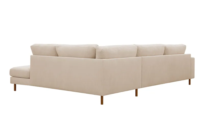 Scandi Dyb 4-personers sofa med højrevendt chaiselong i Jernbanefløjl - Beige - Møbler - Sofaer - Sofa med chaiselong