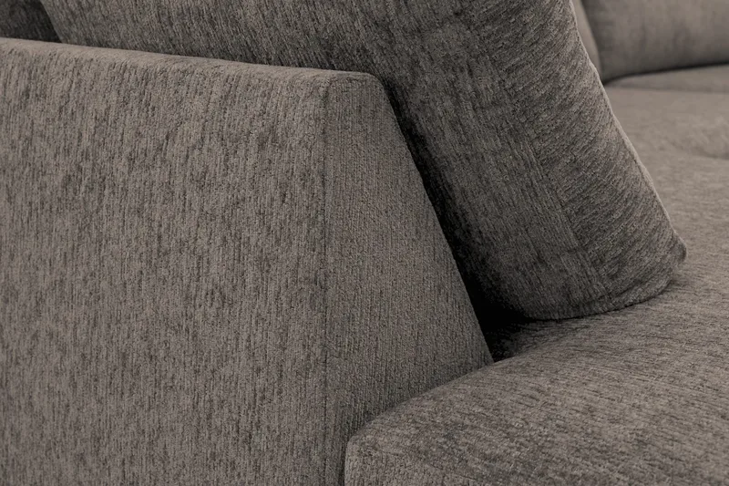Scandi Dyb 4-personers sofa med venstrevendt chaiselong i chenille - Grå - Møbler - Sofaer - Sofa med chaiselong