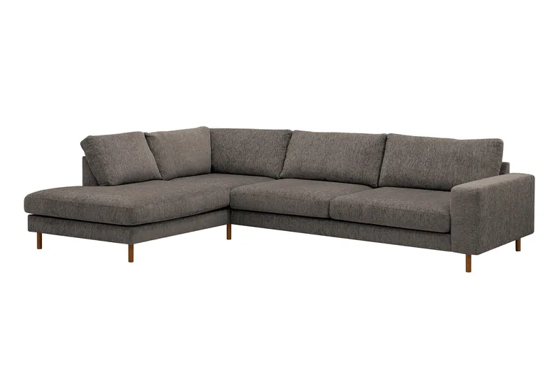 Scandi Dyb 4-personers sofa med venstrevendt chaiselong i chenille - Grå - Møbler - Sofaer - Sofa med chaiselong