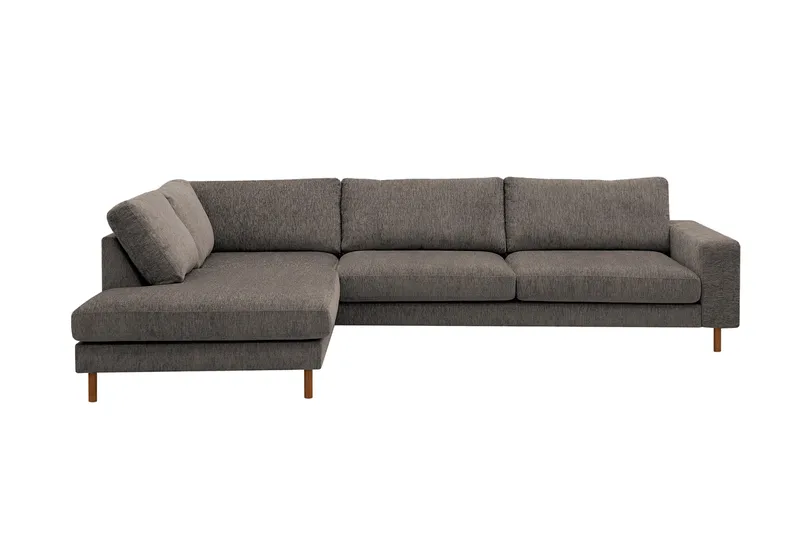 Scandi Dyb 4-personers sofa med venstrevendt chaiselong i chenille, Grå