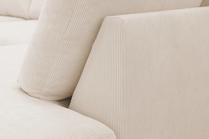 Scandi Dyb 4-personers sofa med højrevendt chaiselong i Jernbanefløjl - Beige - Møbler - Sofaer - Sofa med chaiselong
