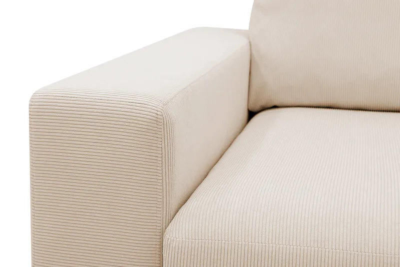 Scandi Dyb 4-personers sofa med højrevendt chaiselong i Jernbanefløjl - Beige - Møbler - Sofaer - Sofa med chaiselong