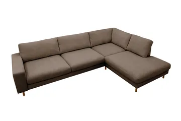 Scandi Dyb 4-personers sofa med højrevendt chaiselong i Jernbanefløjl - Brun - Møbler - Sofaer - Sofa med chaiselong