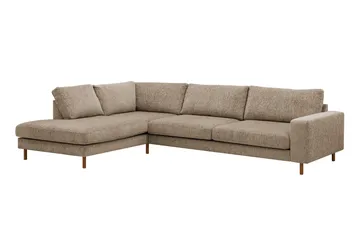 Scandi Dyb 4-personers sofa med venstrevendt chaiselong i chenille - Mørk beige - Møbler - Sofaer - Sofa med chaiselong