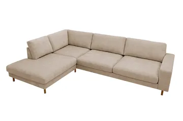 Scandi Dyb 4-personers sofa med venstrevendt chaiselong i stof - Beige - Møbler - Sofaer - Sofa med chaiselong