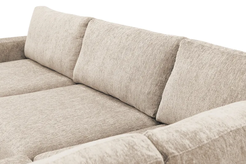 Scandi Dyb 4-personers sofa med højrevendt chaiselong i chenille - Beige - Møbler - Sofaer - Sofa med chaiselong