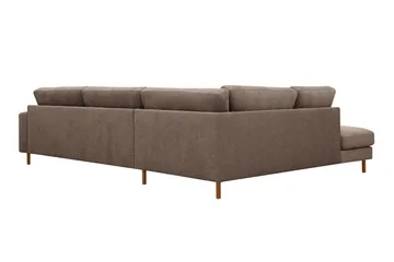 Scandi Dyb 4-personers sofa med venstrevendt chaiselong i stof - Mørkebrun - Møbler - Sofaer - Sofa med chaiselong