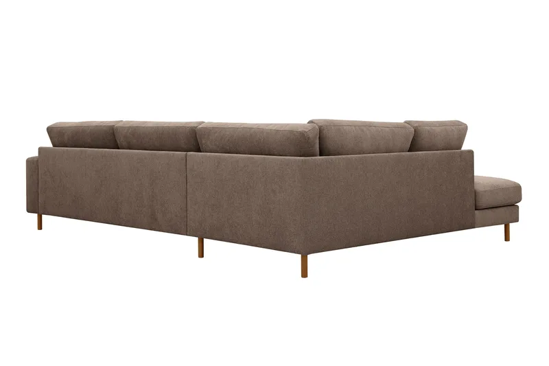 Scandi Dyb 4-personers sofa med venstrevendt chaiselong i stof - Mørkebrun - Møbler - Sofaer - Sofa med chaiselong