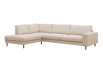 Scandi Dyb 4-personers sofa med venstrevendt chaiselong i Jernbanefløjl - Beige - Møbler - Sofaer - Sofa med chaiselong