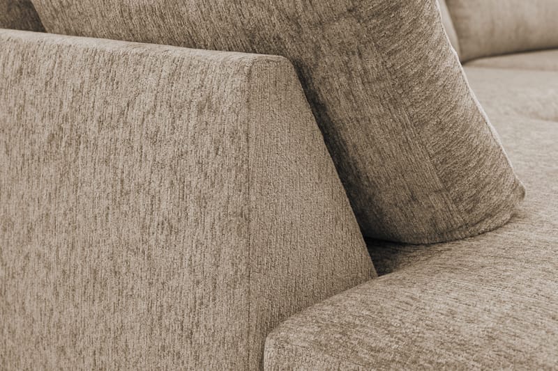 Scandi Dyb 4-personers sofa med venstrevendt chaiselong i chenille - Mørk beige - Møbler - Sofaer - Sofa med chaiselong