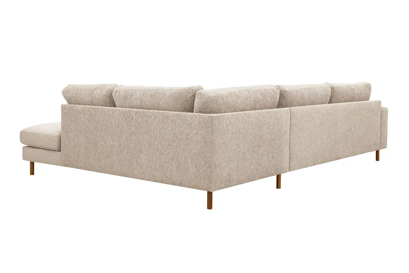 Scandi Dyb 4-personers sofa med højrevendt chaiselong i chenille - Beige - Møbler - Sofaer - Sofa med chaiselong