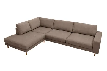 Scandi Dyb 4-personers sofa med venstrevendt chaiselong i stof - Mørkebrun - Møbler - Sofaer - Sofa med chaiselong