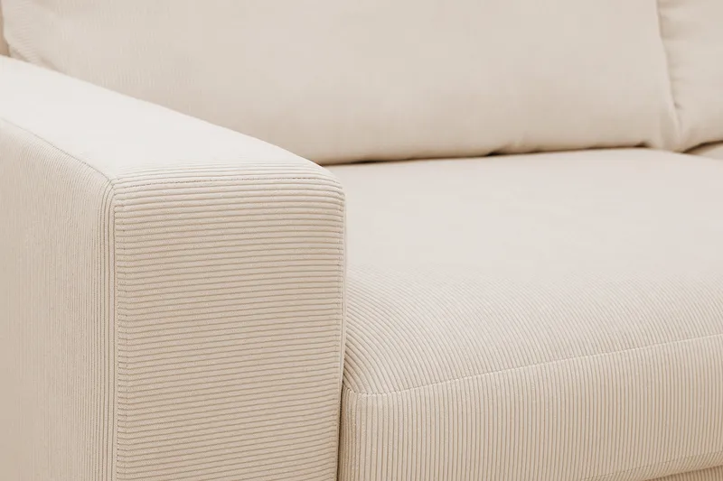 Scandi Dyb 4-personers sofa med højrevendt chaiselong i Jernbanefløjl - Beige - Møbler - Sofaer - Sofa med chaiselong