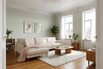 Scandi Dyb 4-personers sofa med venstrevendt chaiselong i Jernbanefløjl - Beige - Møbler - Sofaer - Sofa med chaiselong