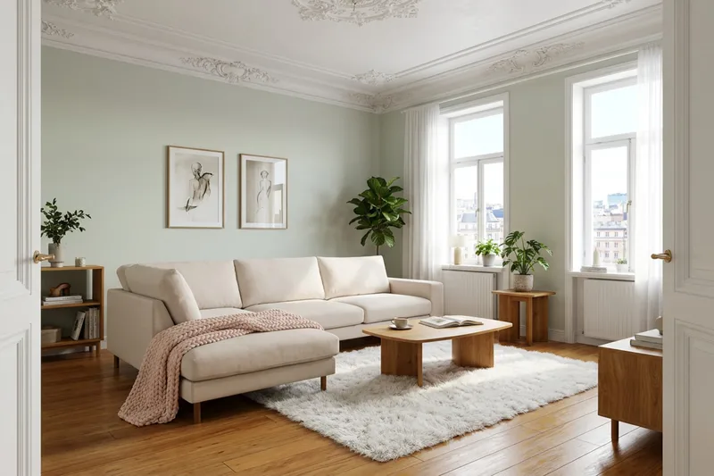 Scandi Dyb 4-personers sofa med venstrevendt chaiselong i Jernbanefløjl - Beige - Møbler - Sofaer - Sofa med chaiselong