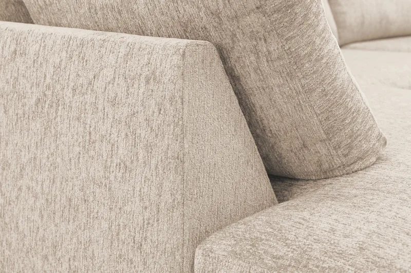 Scandi Dyb 4-personers sofa med venstrevendt chaiselong i chenille - Beige - Møbler - Sofaer - Sofa med chaiselong
