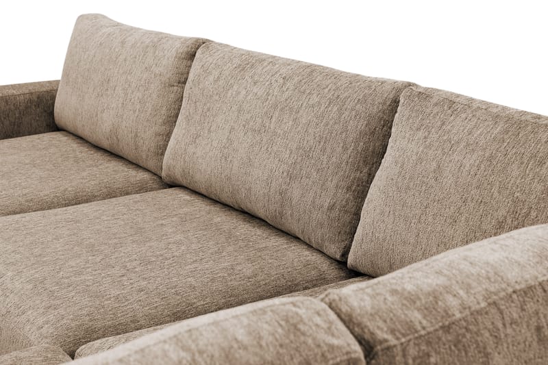 Scandi Dyb 4-personers sofa med højrevendt chaiselong i chenille - Mørk beige - Møbler - Sofaer - Sofa med chaiselong