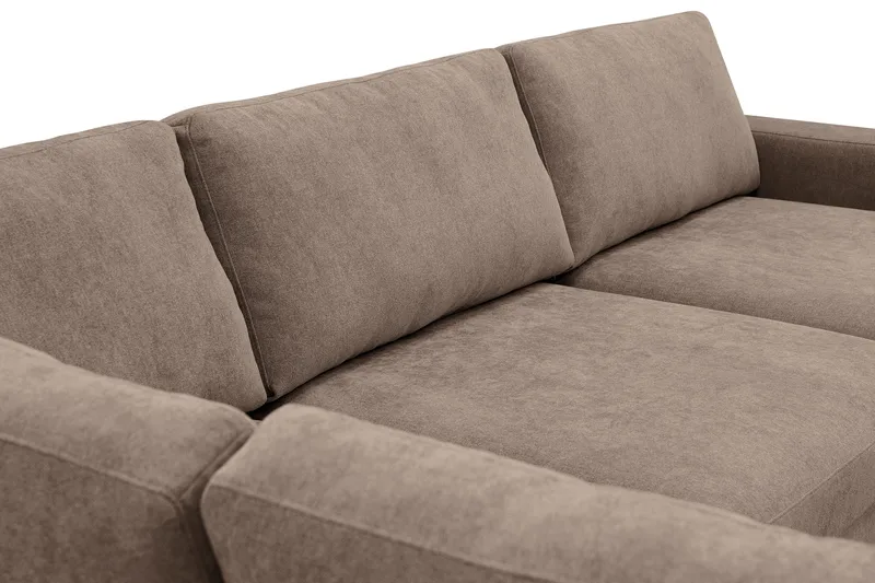 Scandi Dyb 4-personers sofa med venstrevendt chaiselong i stof - Mørkebrun - Møbler - Sofaer - Sofa med chaiselong