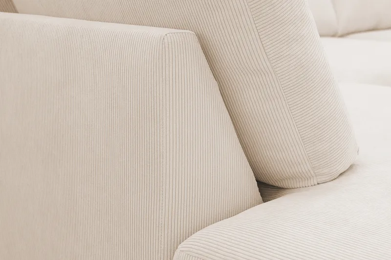 Scandi Dyb 4-personers sofa med venstrevendt chaiselong i Jernbanefløjl - Beige - Møbler - Sofaer - Sofa med chaiselong