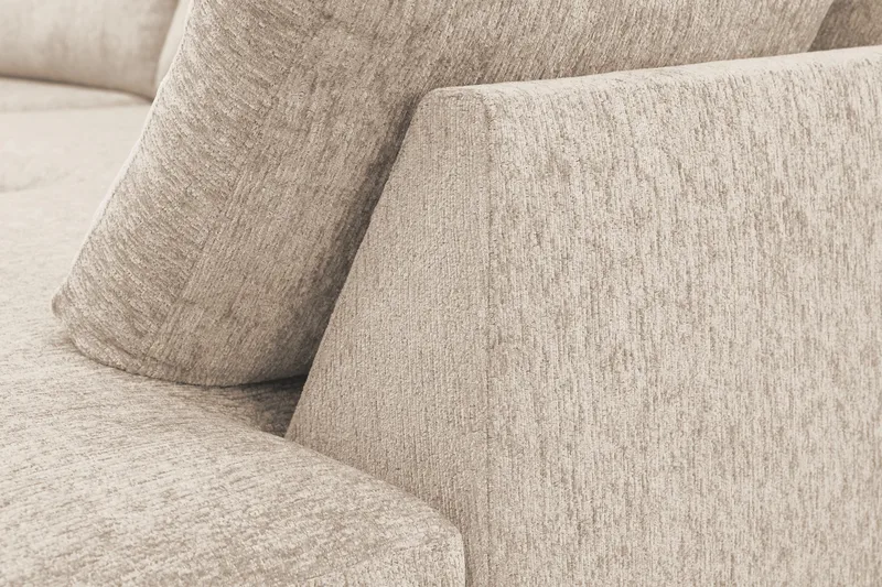 Scandi Dyb 4-personers sofa med højrevendt chaiselong i chenille - Beige - Møbler - Sofaer - Sofa med chaiselong