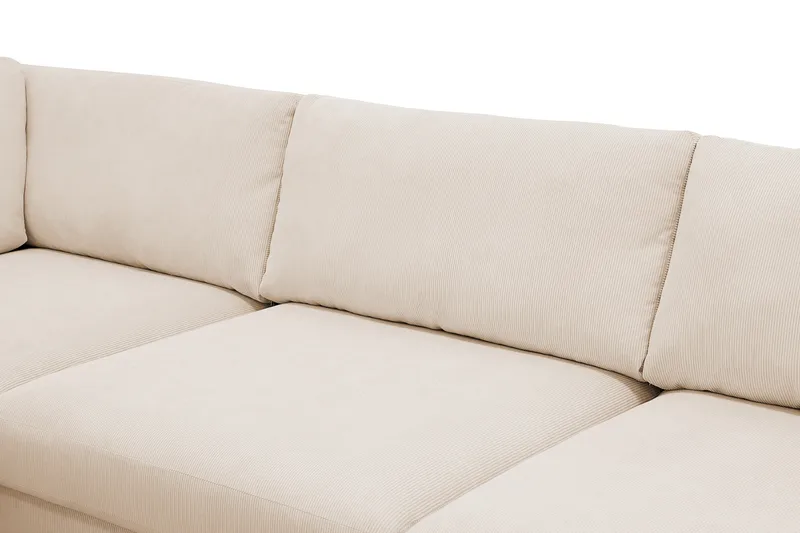 Scandi Dyb 4-personers sofa med venstrevendt chaiselong i Jernbanefløjl - Beige - Møbler - Sofaer - Sofa med chaiselong