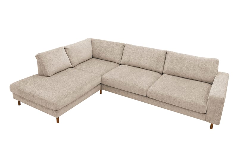 Scandi Dyb 4-personers sofa med venstrevendt chaiselong i chenille - Beige - Møbler - Sofaer - Sofa med chaiselong