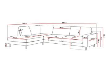 Scandi Dyb 4-personers sofa med venstrevendt chaiselong i chenille - Mørk beige - Møbler - Sofaer - Sofa med chaiselong