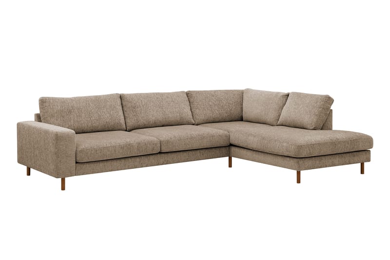 Scandi Dyb 4-personers sofa med højrevendt chaiselong i chenille - Mørk beige - Møbler - Sofaer - Sofa med chaiselong