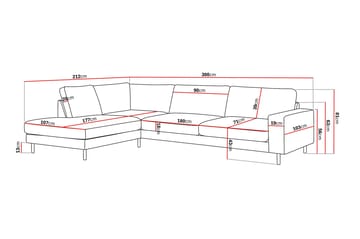 Scandi Dyb 4-personers sofa med venstrevendt chaiselong i Jernbanefløjl - Beige - Møbler - Sofaer - Sofa med chaiselong