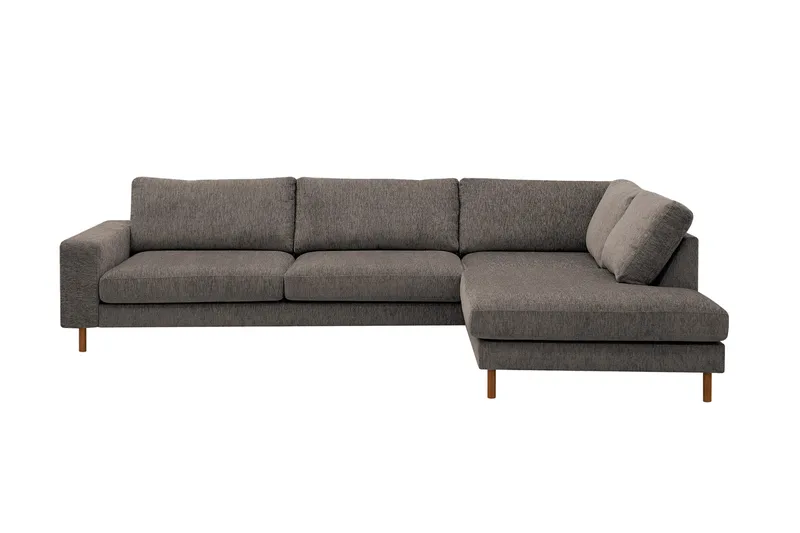 Scandi Dyb 4-personers sofa med højrevendt chaiselong i chenille, Grå