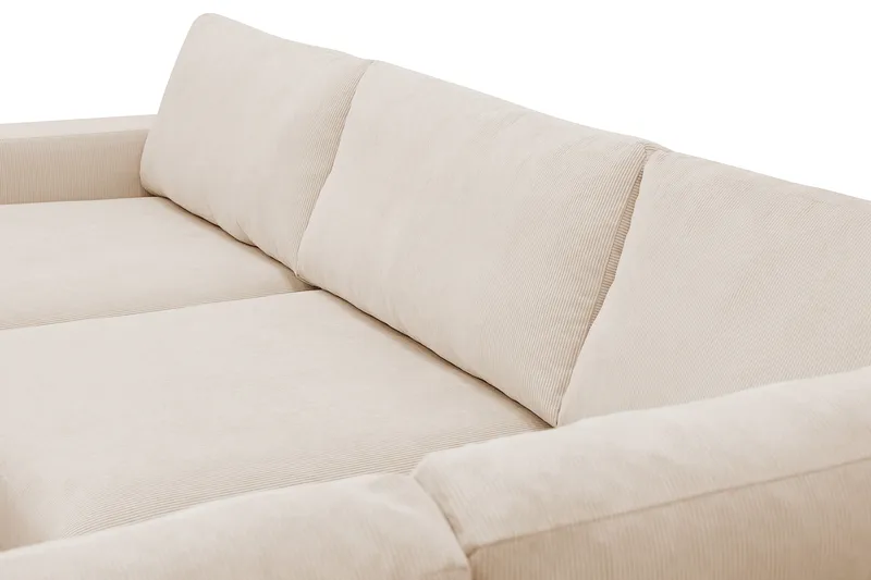Scandi Dyb 4-personers sofa med højrevendt chaiselong i Jernbanefløjl - Beige - Møbler - Sofaer - Sofa med chaiselong