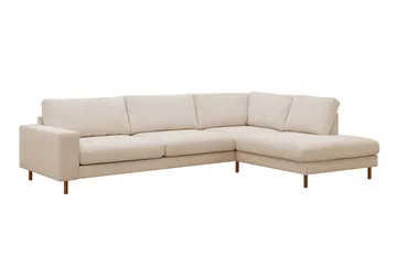 Scandi Dyb 4-personers sofa med højrevendt chaiselong i Jernbanefløjl - Beige - Møbler - Sofaer - Sofa med chaiselong