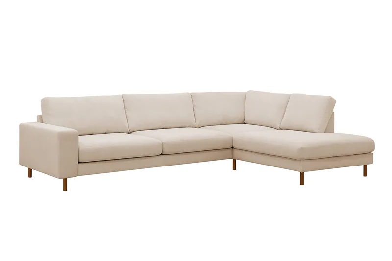 Scandi Dyb 4-personers sofa med højrevendt chaiselong i Jernbanefløjl - Beige - Møbler - Sofaer - Sofa med chaiselong
