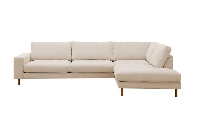 Scandi Dyb 4-personers sofa med højrevendt chaiselong i Jernbanefløjl, Beige