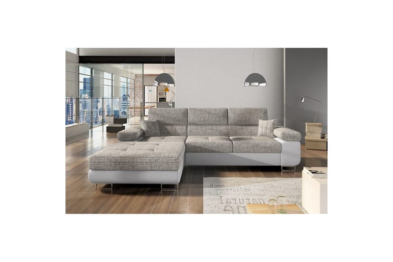 Sektionssofa Eltap Armando 289x85x203 cm - Berlin 01, Blød 17, Grå, Hvid, Venstre - Møbler - Sofaer - Sofa med chaiselong
