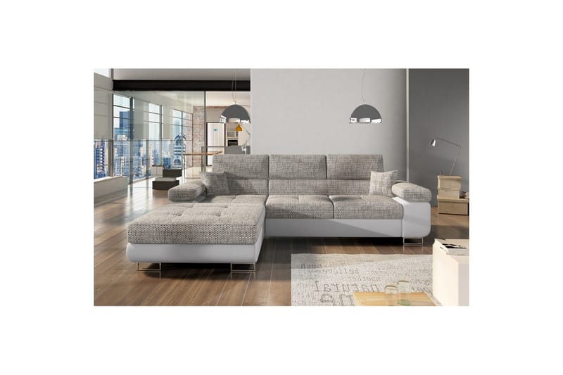 Sektionssofa Eltap Armando 289x85x203 cm - Berlin 01, Blød 17, Grå, Hvid, Venstre - Møbler - Sofaer - Sofa med chaiselong