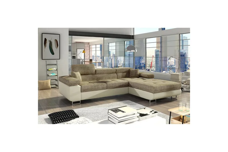 Sektionssofa Eltap Armando 289x85x203 cm - Berlin 03, Blød 33, Beige, Højre - Møbler - Sofaer - Sofa med chaiselong