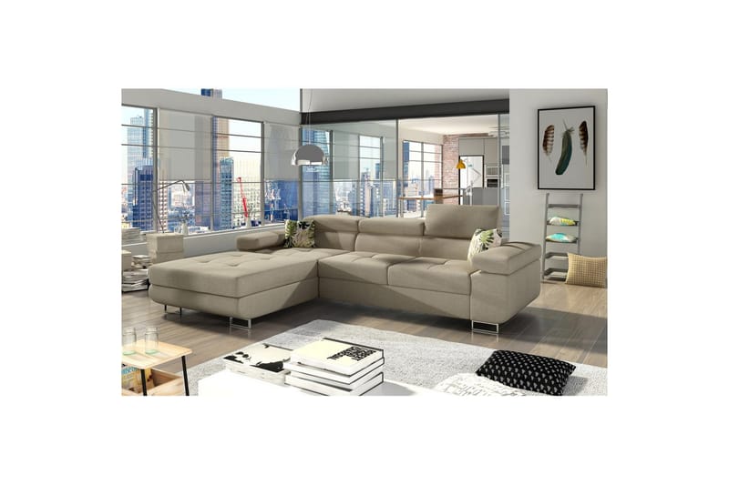 Sektionssofa Eltap Armando 289x85x203 cm - Betræk 83, Jungle 37, Grå, Mønster, Venstre - Møbler - Sofaer - Sofa med chaiselong