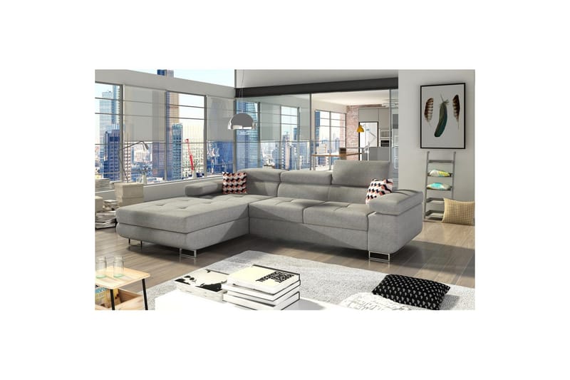 Sektionssofa Eltap Armando 289x85x203 cm - Gusto 88, Zigzag 60, Grå, Mønster, Venstre - Møbler - Sofaer - Sofa med chaiselong