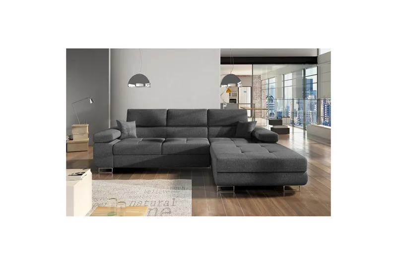Sektionssofa Eltap Armando 289x85x203 cm - Inari 96, Mørkegrå, Højre - Møbler - Sofaer - Sofa med chaiselong