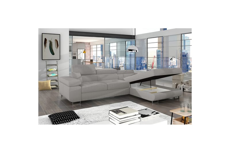 Sektionssofa Eltap Armando 289x85x203 cm - Jarell 03, Lysegrå, Højre - Møbler - Sofaer - Sofa med chaiselong