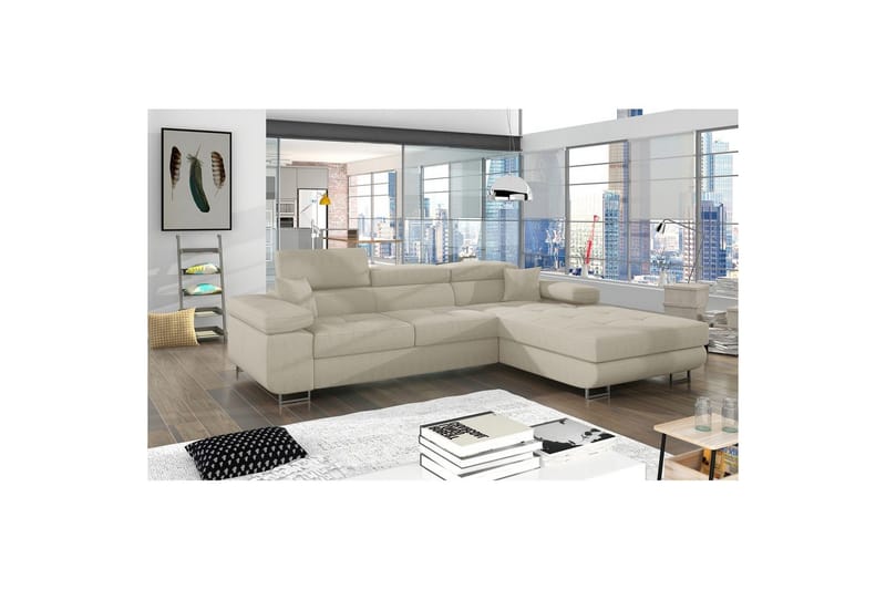 Sektionssofa Eltap Armando 289x85x203 cm - Jarell 18, Lys Beige, Højre - Møbler - Sofaer - Sofa med chaiselong