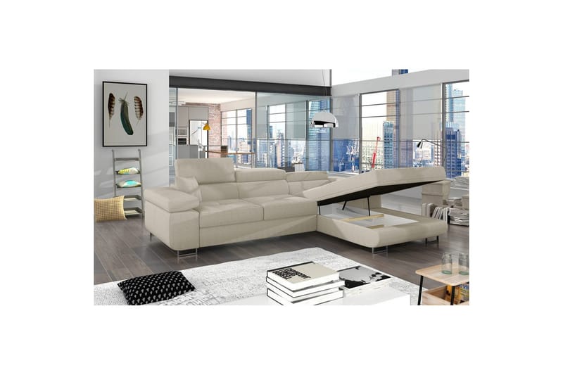 Sektionssofa Eltap Armando 289x85x203 cm - Jarell 18, Lys Beige, Højre - Møbler - Sofaer - Sofa med chaiselong