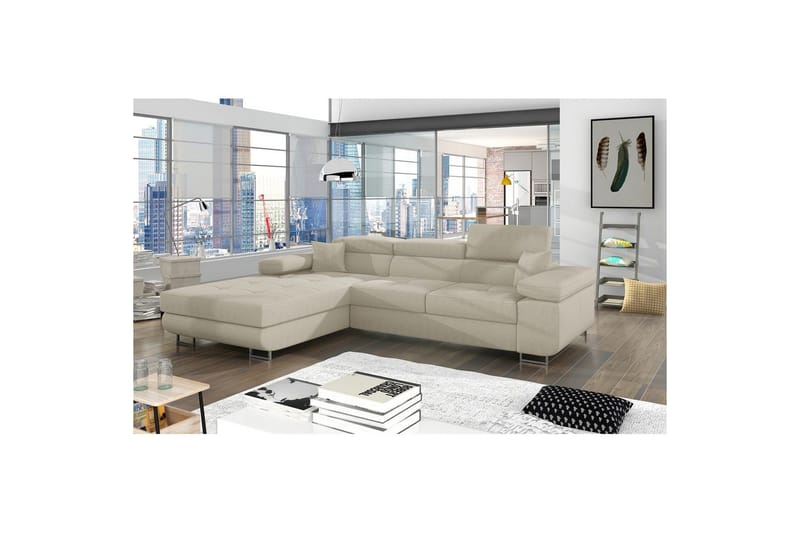 Sektionssofa Eltap Armando 289x85x203 cm - Jarell 18, Lys Beige, Venstre - Møbler - Sofaer - Sofa med chaiselong