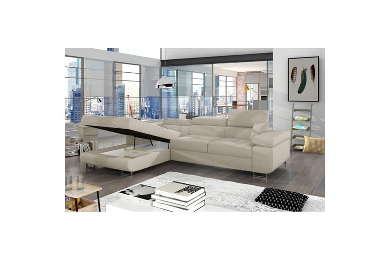 Sektionssofa Eltap Armando 289x85x203 cm - Jarell 18, Lys Beige, Venstre - Møbler - Sofaer - Sofa med chaiselong