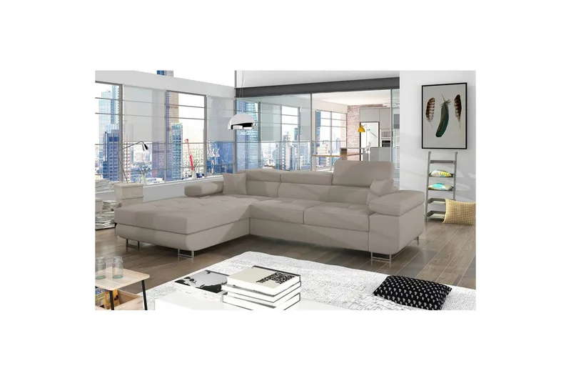 Sektionssofa Eltap Armando 289x85x203 cm - Jarell 20, Beige, Venstre - Møbler - Sofaer - Sofa med chaiselong