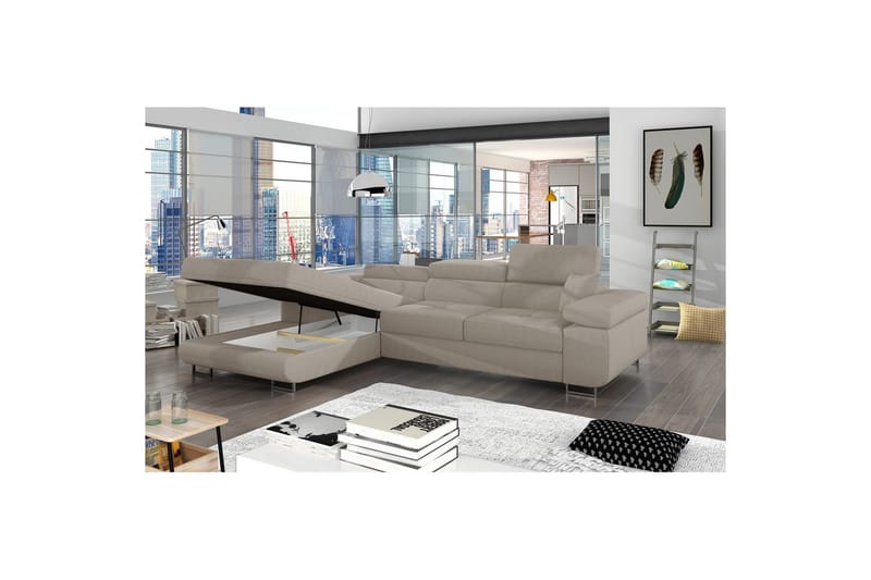 Sektionssofa Eltap Armando 289x85x203 cm - Jarell 20, Beige, Venstre - Møbler - Sofaer - Sofa med chaiselong