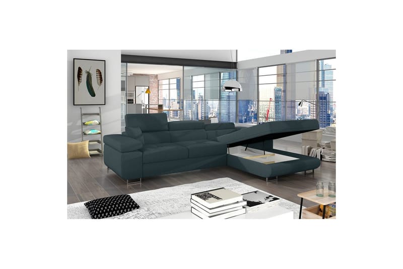 Sektionssofa Eltap Armando 289x85x203 cm - Jarell 38, Blå, Højre - Møbler - Sofaer - Sofa med chaiselong