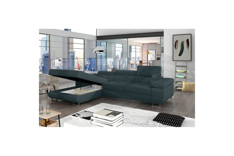 Sektionssofa Eltap Armando 289x85x203 cm - Jarell 38, Blå, Venstre - Møbler - Sofaer - Sofa med chaiselong