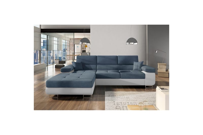 Sektionssofa Eltap Armando 289x85x203 cm - Omega 86, Blød 17, Blå, Hvid, Venstre - Møbler - Sofaer - Sofa med chaiselong